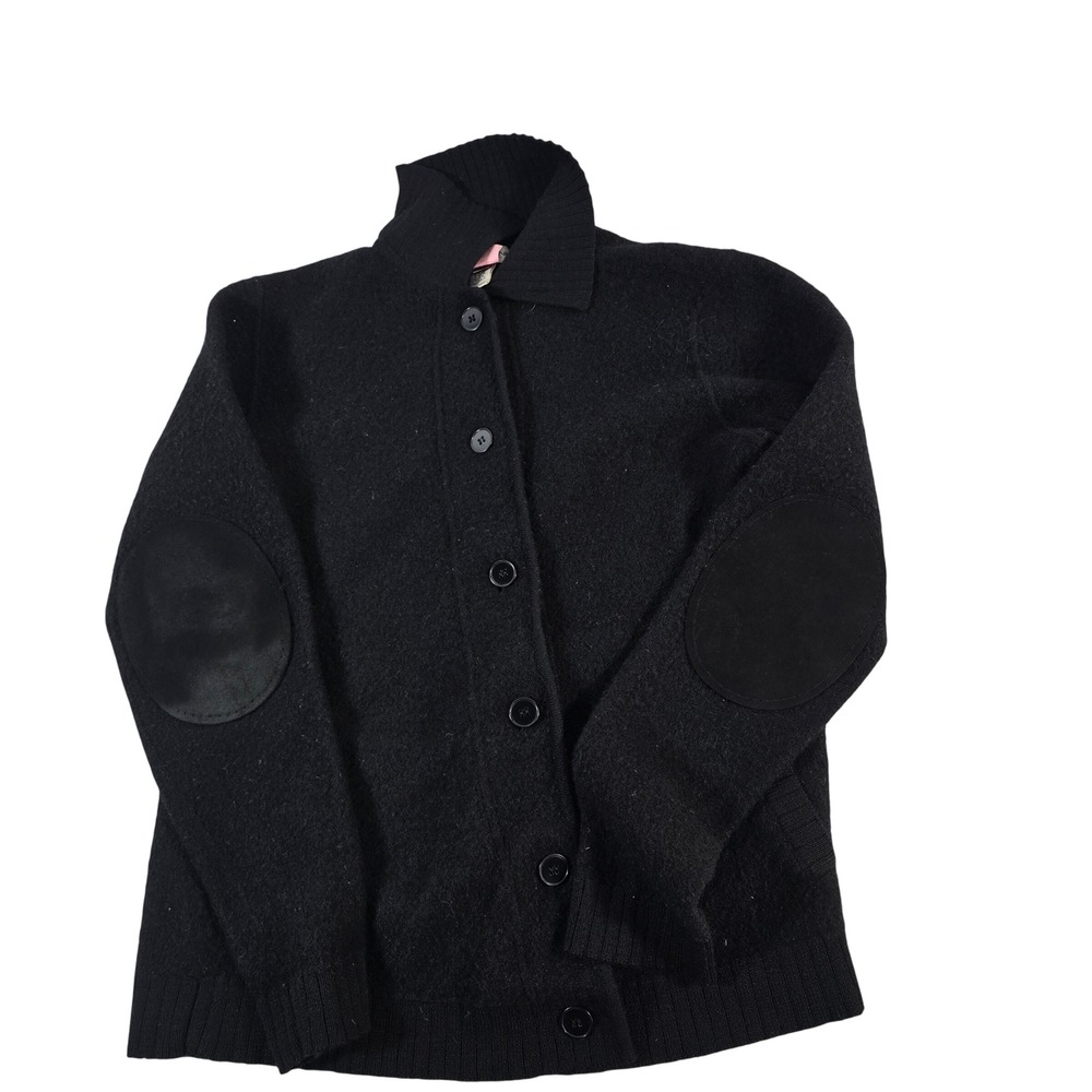 Evan‎ Picone Black Wool Blend Button Front Cardigan Sweater Mens Size M